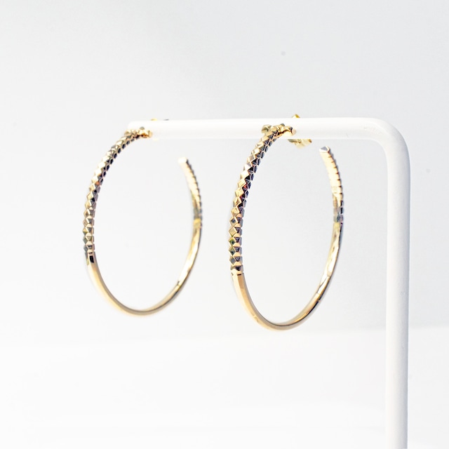 Rock Gold Hoop Pierced Earrings / L（E203-YG）