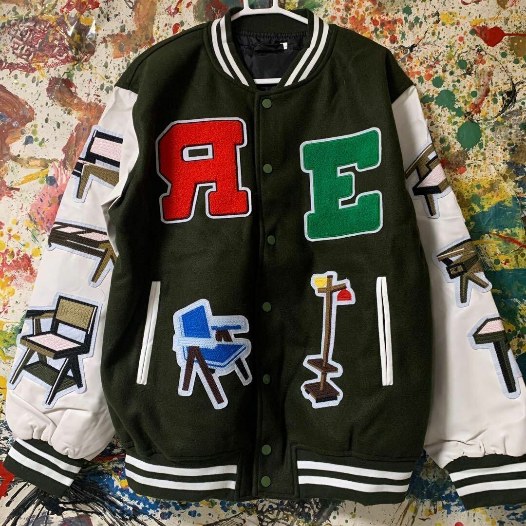 ハンバーグラー スタジャン ブルゾン DOPE ストリート メンズ ＸＬ 新品緑