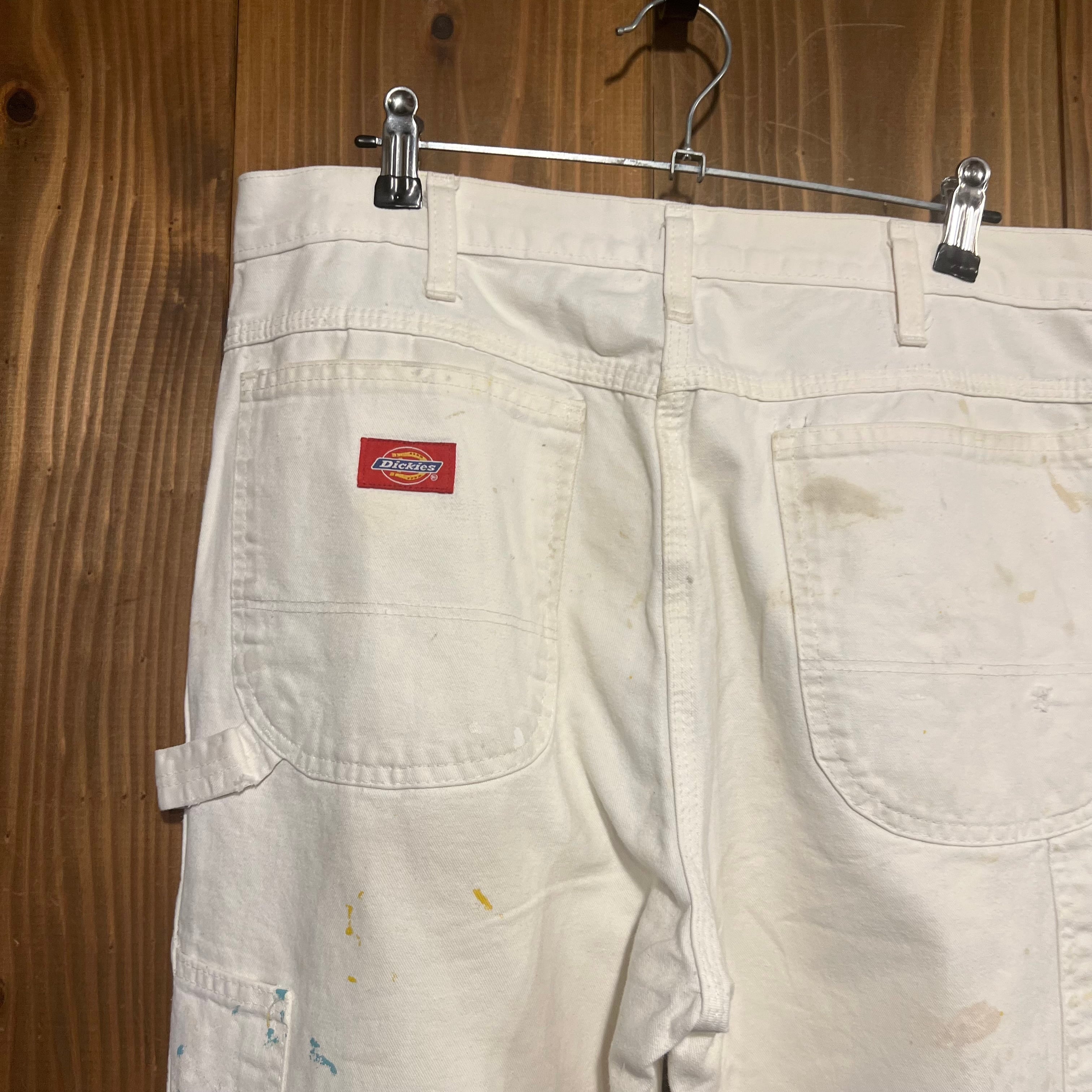 90s〜 Dickies ペインターパンツ ホワイト ペイント W34 L30 W82cm M
