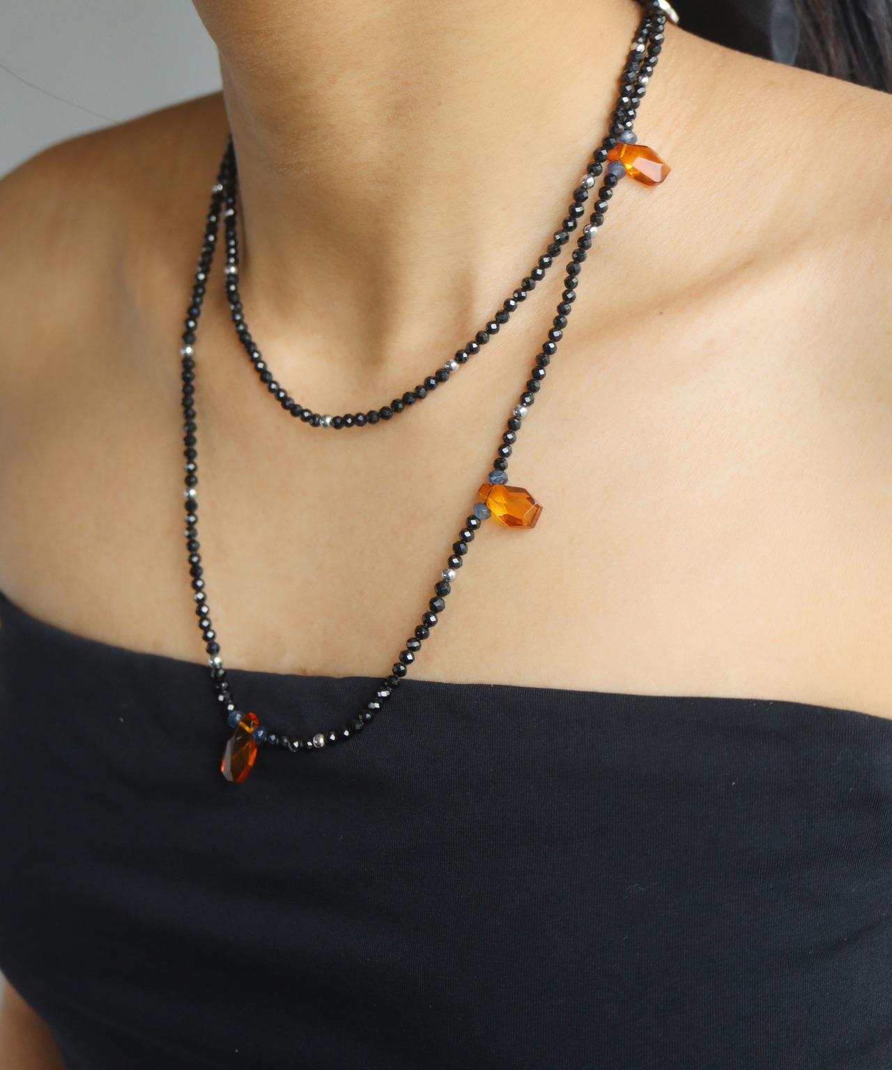 アンバーロングネックレス/025026