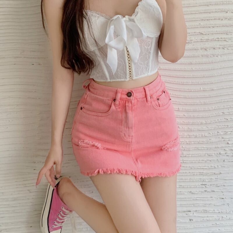 スカート スタンダードハイウェストウェスト薄手Aラインショート レトロ 大人ガーリー スウィート キュート カジュアル ハンチェンe23193100792