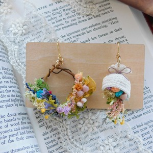 ドライフラワーリースピアス/イヤリングSpring❀