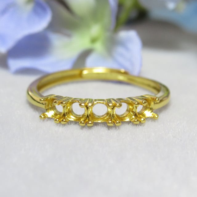 3㎜×5粒ライン S925 リング台 YG