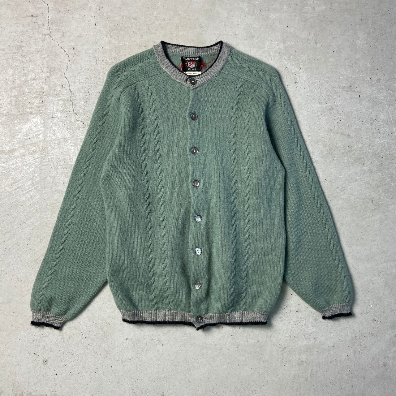 60年代 PURITAN ウールニットカーディガン メンズM相当 古着 60s 