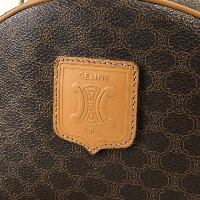 CELINE セリーヌ マカダム ブラゾン型押し レザー 2way ハーフラウンド ショルダーバッグ ブラウン vintage ヴィンテージ オールド hzumnt