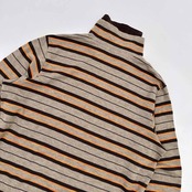 CASTELBAJAC SPORT カステルバジャック ボーダー柄 タートルネック 長袖 カットソー シャツ サイズ 5/ブラウン 茶系/スポーツ