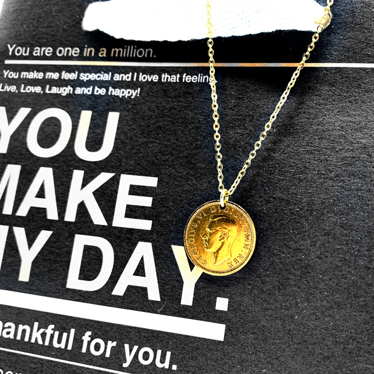 シックスペンスコイン ネックレス 1947年 ジョージ6世 ゴールド