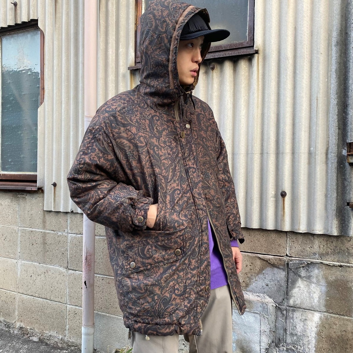 LONDON FOG ロンドンフォグ ペイズリー柄 ダウンハーフコート 