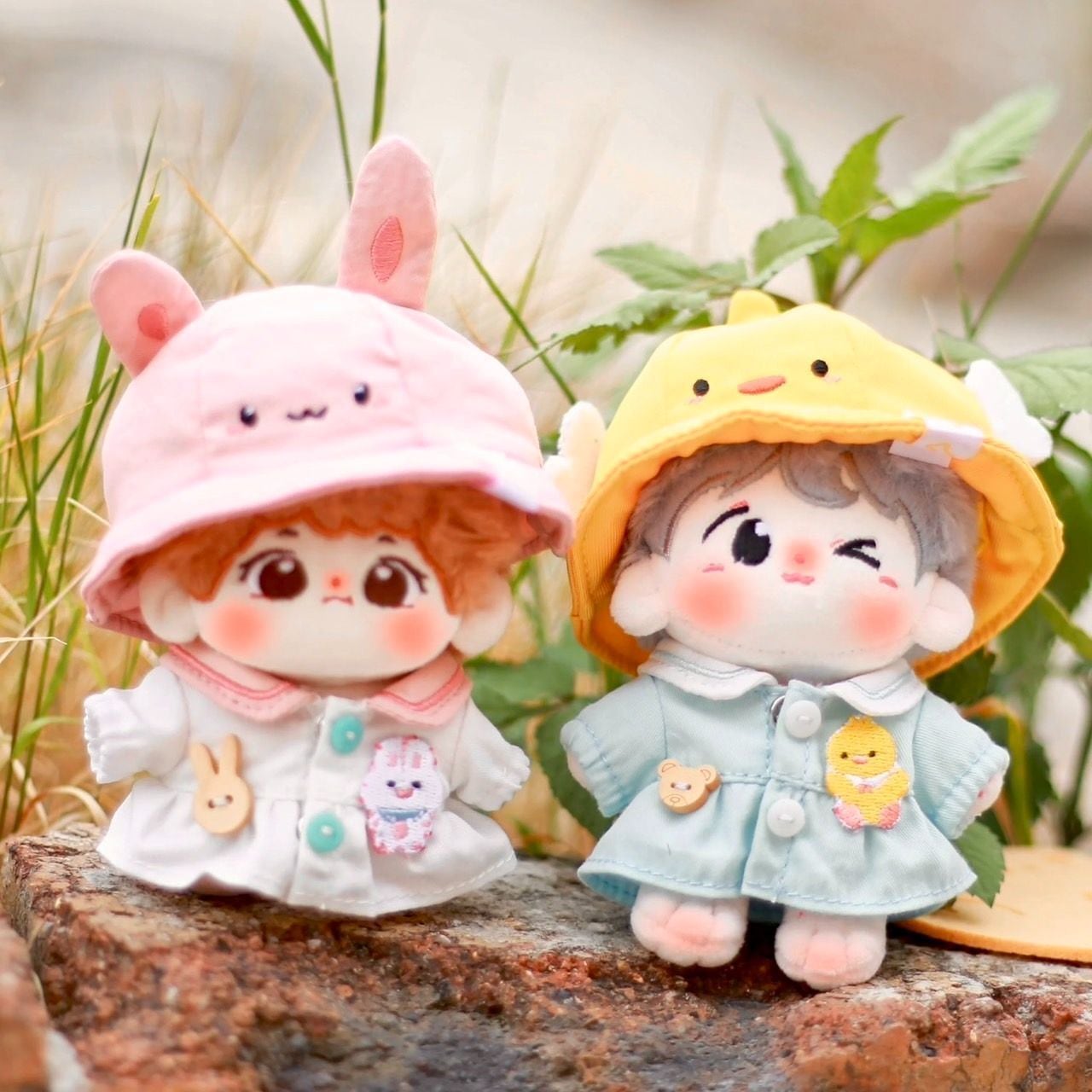 20cmぬい服】ひよことうさぎの園児服 ピンク 黄色 ぬいぐるみ用 服