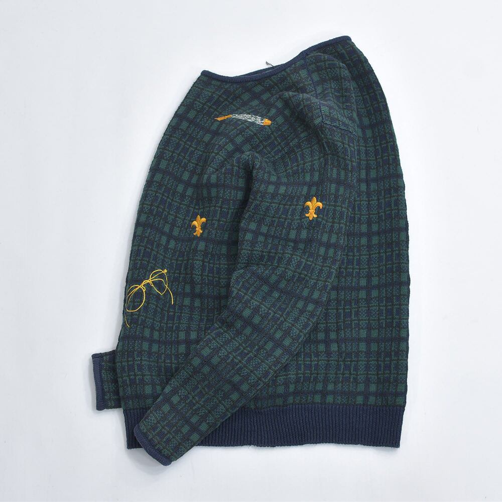 80～90s HERMAN GEIST ハーマンガイスト モチーフ刺繍 デザイン ラミーコットン  プルオーバーニット セーター ヴィンテージ ビンテージ USA アメリカ古着 レディースMサイズ 80～90s HERMAN GEIST ハーマンガイスト モチーフ刺繍 デザイン ラミー