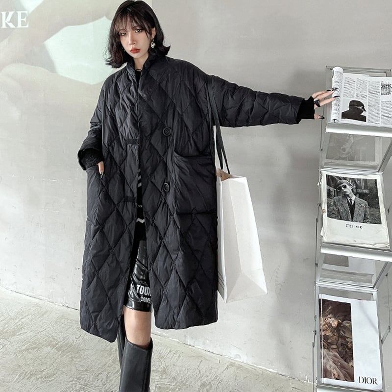 サブカル 服 地雷系 通販 ダウンコート マフラー付き キルティング ロングコート ホワイトダッグ 大人 きれいめ ビッグシルエット ふわふわ 暖か 防寒 モード系 韓国 ファッション