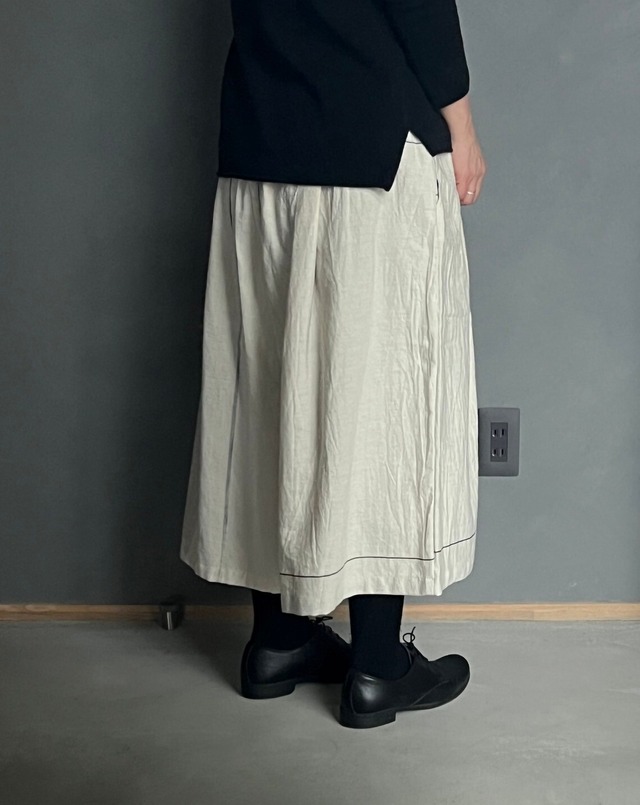 29)  ワイドパンツ ショート ポケット  コットン WH/GY  玉木新雌 tamaki niime