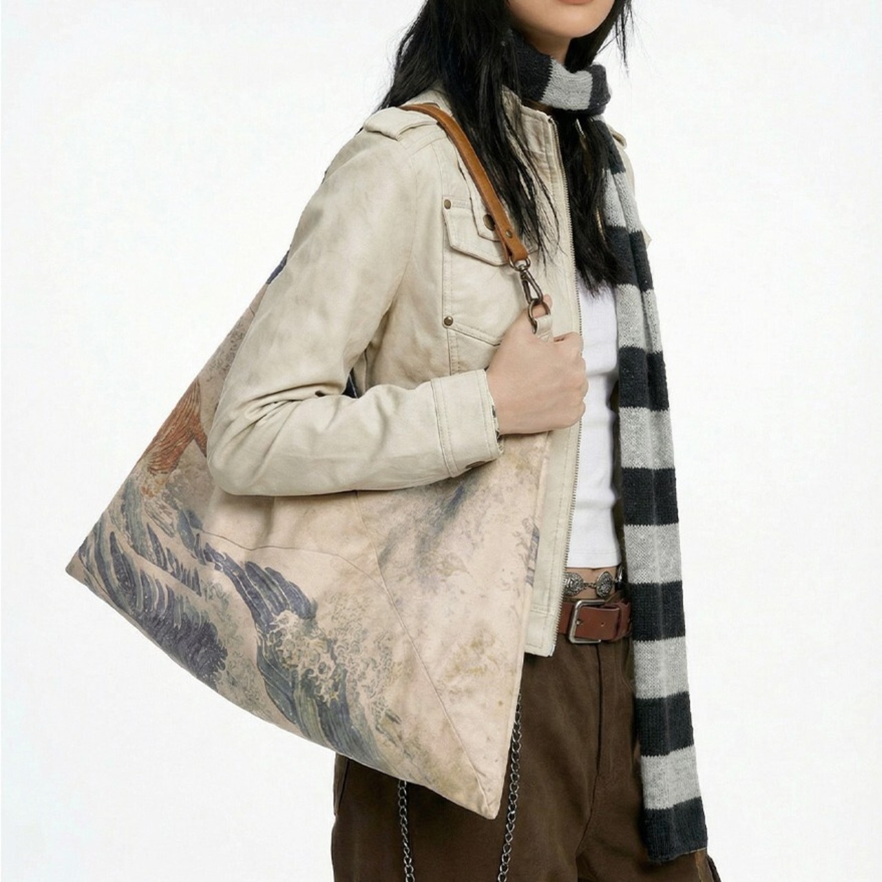 Retro Ukiyo-e Art Shoulder Bag / レトロ 浮世絵 アート ショルダー バッグ