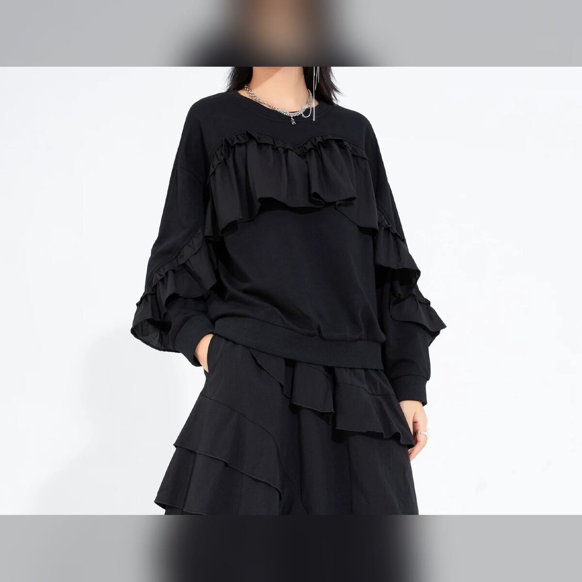 フリルデザイン ドロップショルダー プルオーバー 1color PU0530