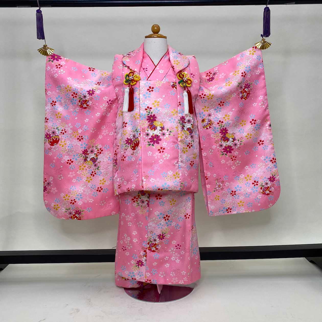 七五三 3歳 正絹お着物セット 被布 草履 バッグセット 送り付け 