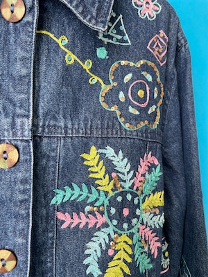 Flower denim shirts jacket