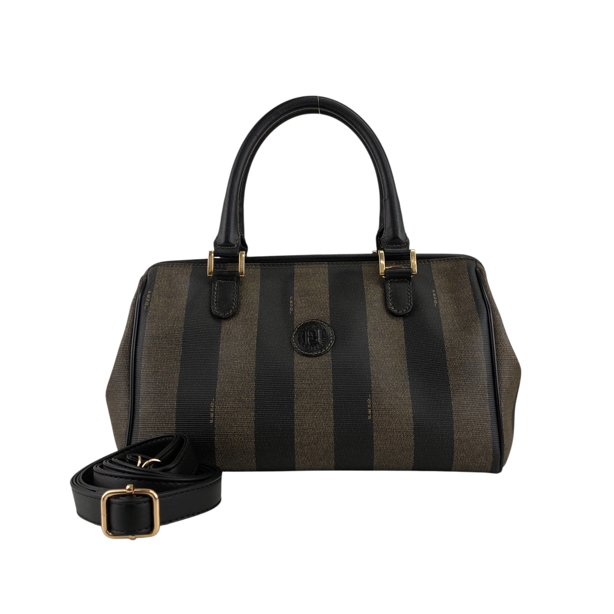 FENDI フェンディ ショルダーバッグ ブラック ロゴ ミニボストン PVC