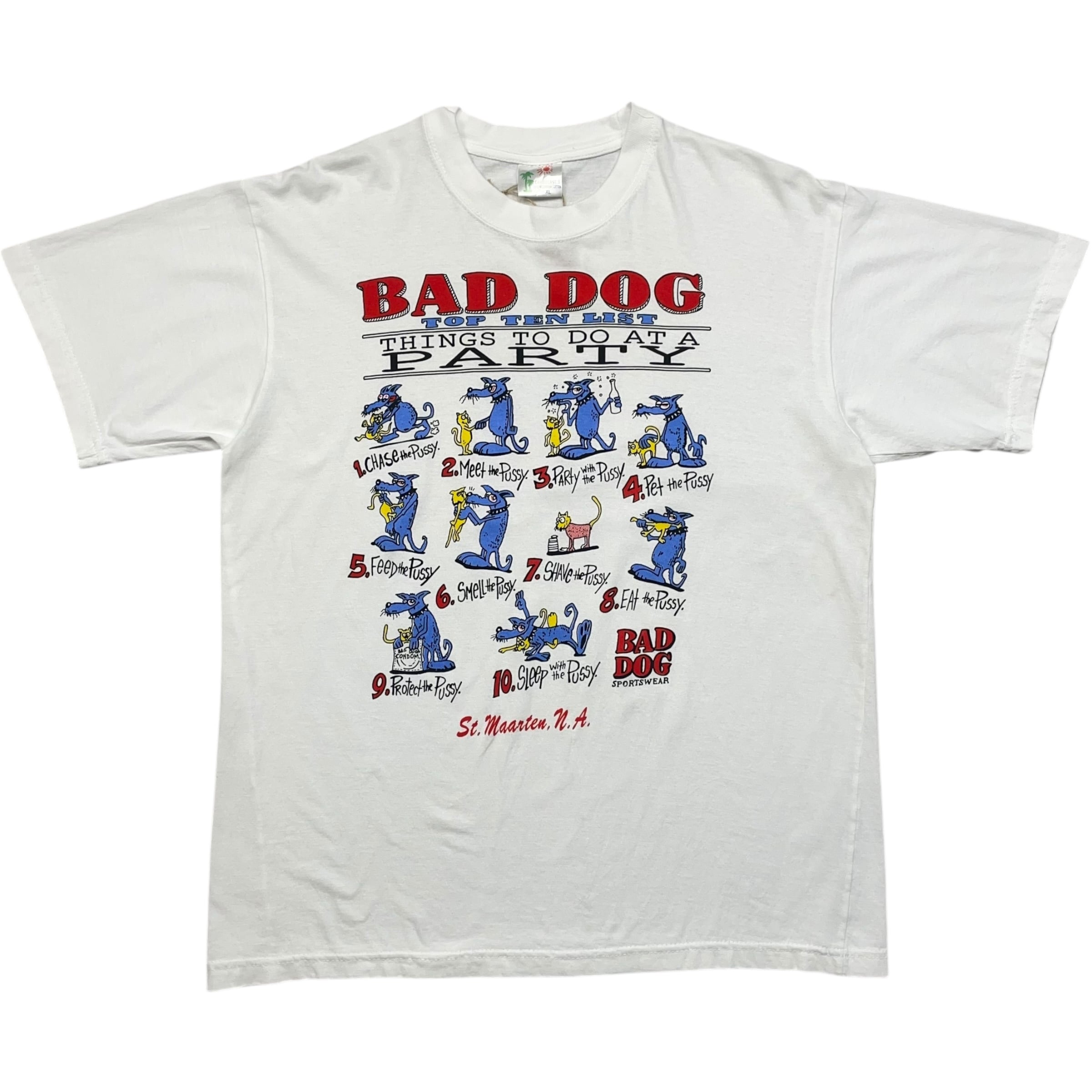 《XL》 BAD DOG Tシャツ エロTシャツ プリント ホワイト no.7450