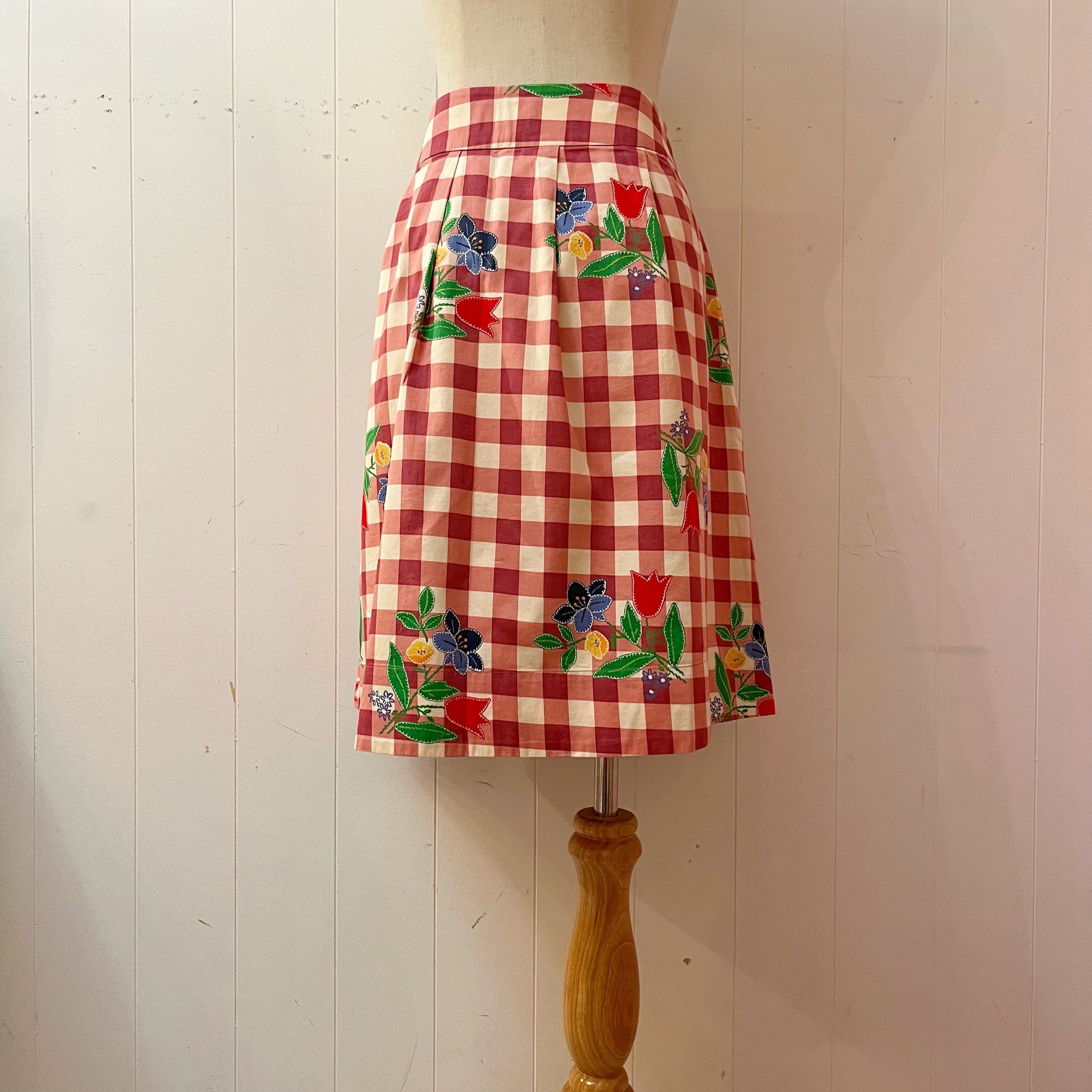 Laura Ashley / flower check flare skirt
