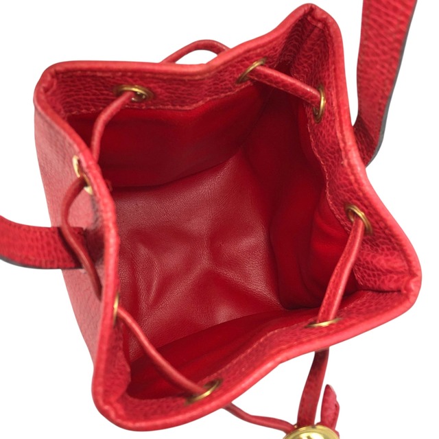 Christian Dior クリスチャン ディオール ハンドバッグ レッド オーバル レザー ミニバッグ 巾着 vintage ヴィンテージ オールド 46ensx