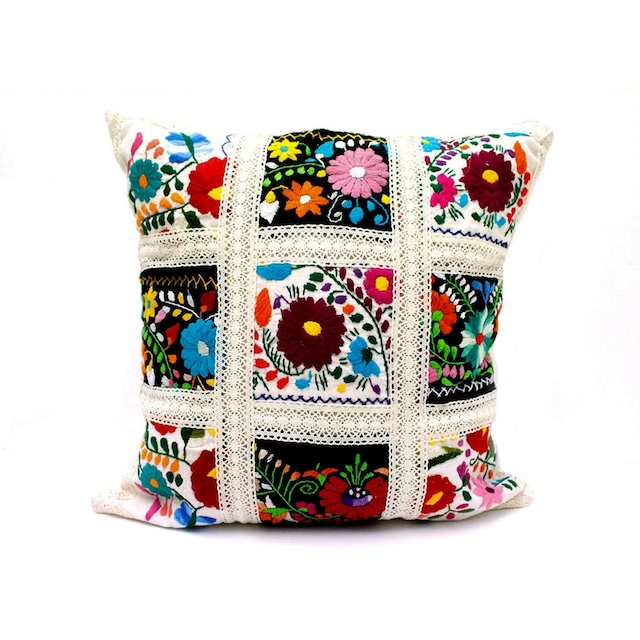 Mexican Embroidered Cushion Cover