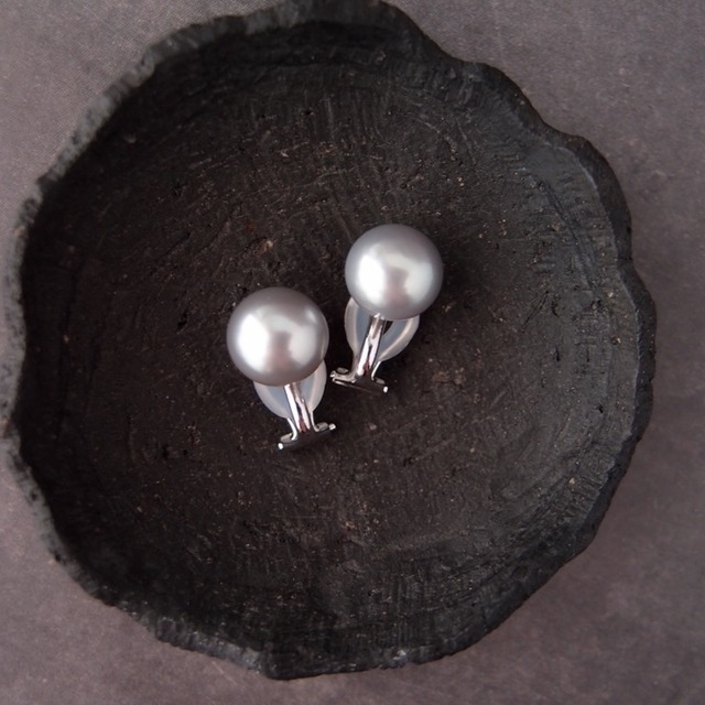 【SV】Baroque Pearl Earrings／Gray・グレーバロックパール イヤリング