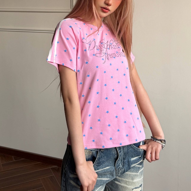 star dot crew neck short sleeve tee　スタードットクルーネック半袖ティー　J1825