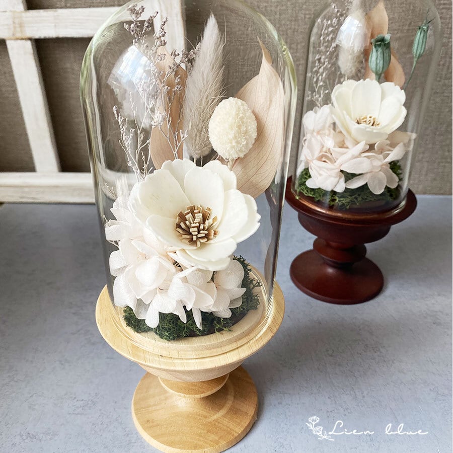 仏花 プリザーブドフラワー お仏壇 お供え ガラスドーム 薔薇 紫陽花