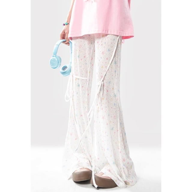 micro-flared thin long pants