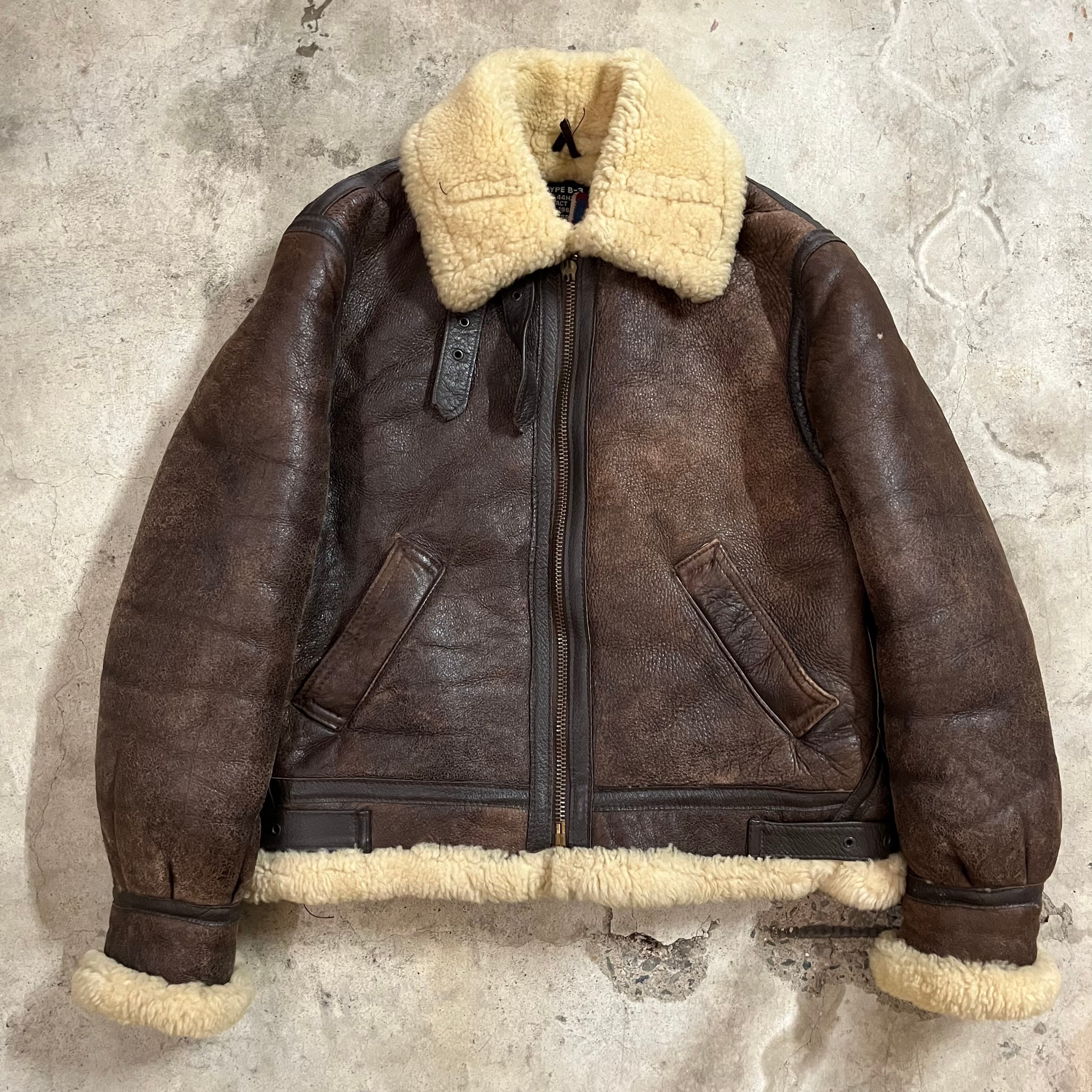 〖US_army〗80’s made in USA B-3 mouton leather flight jacket/アメリカ軍 アメリカ製 80年代  B-3 ムートン レザー ジャケット/lsize/#0425/osaka | 〚ETON_VINTAGE〛 powered by BASE