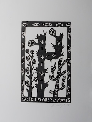 J.BORGES ジョタ・ボルジェス 木版画 M　【CACTO E FLORES】