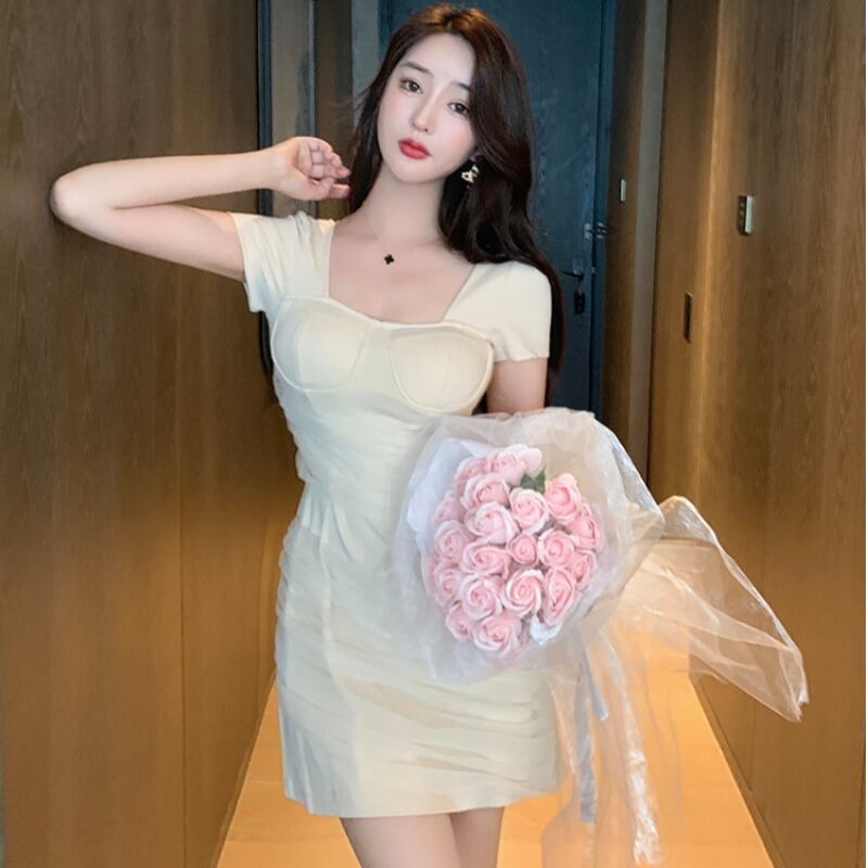 メッシュスリムウェストドレス レディース スクウェア ステッチ ハンチェンe80200081309