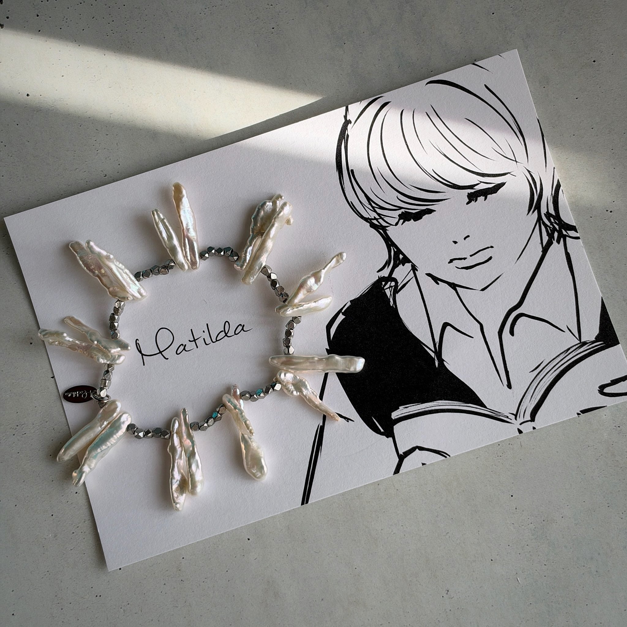 metal & stone bracelet(淡水パールC)