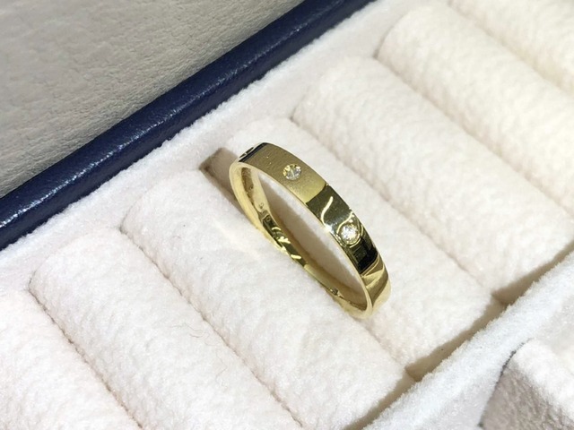 PT/K18YG/PG 0.05ct ダイヤリング