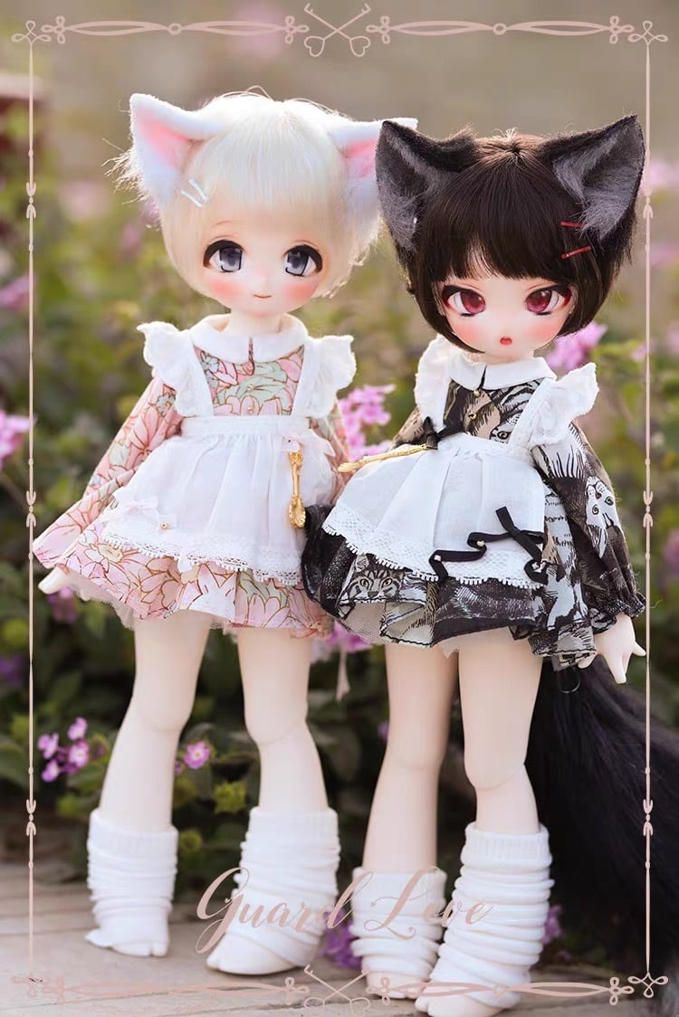 小青手作】1/6・1/4・くまこサイズ 猫耳＋シッポパーツセット | ドール