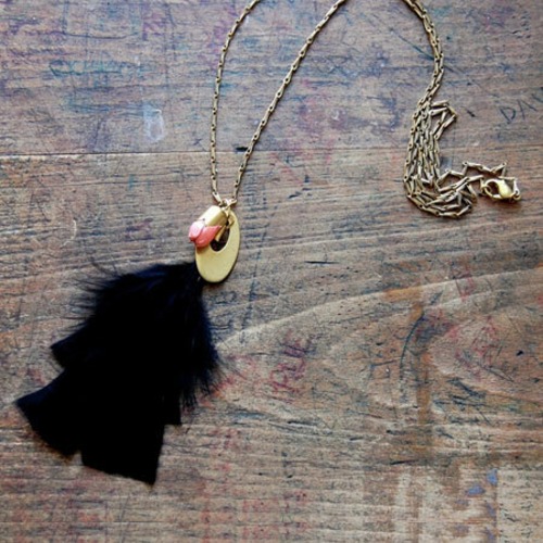 Nallik（ナリック） Black Feather Necklace (ブラックフェザーロングネックレス）