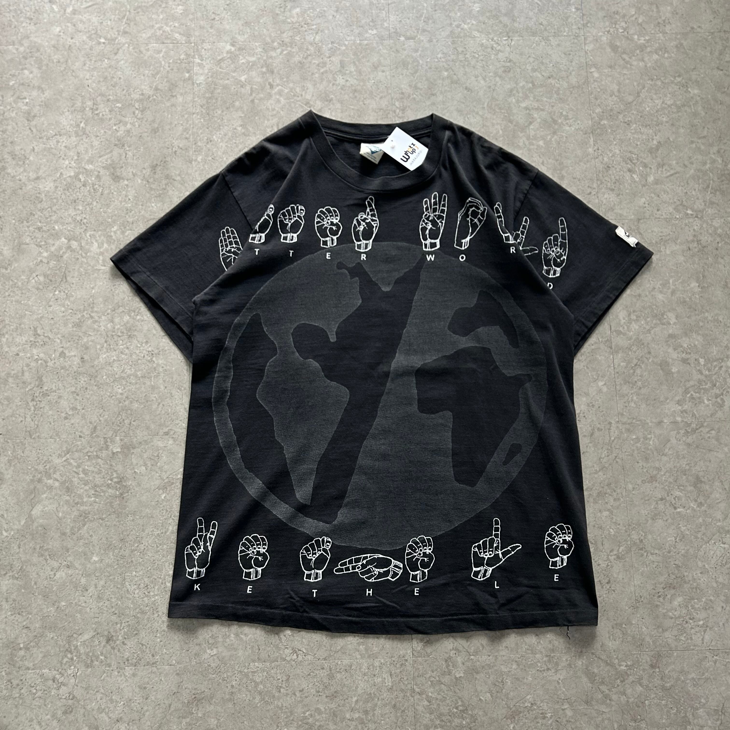 〜90s BETTER WORLD "hand sign" T-shirt