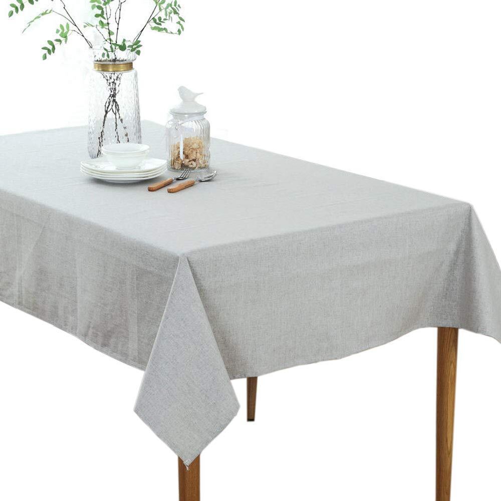 【人気】Forhomelife テーブルクロス 北欧 撥水 天然素材 リネン テーブルカバー 無地 tablecloth 布 長方形 130x180cm グレー