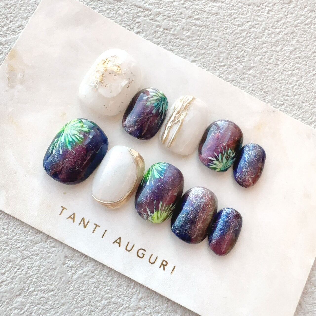 オーダーネイルチップNo.65 夏 花火 浴衣ネイル オーダーネイルチップNo.65 夏 花火 浴衣ネイル オーダーネイルチップ