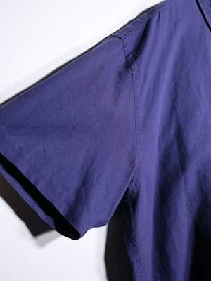 "Eddie Bauer" violet color over silhouette cotton × linen s/s shirt