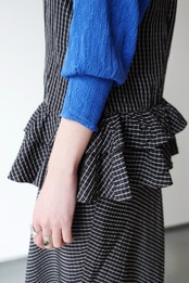 Graph check peplum long dress