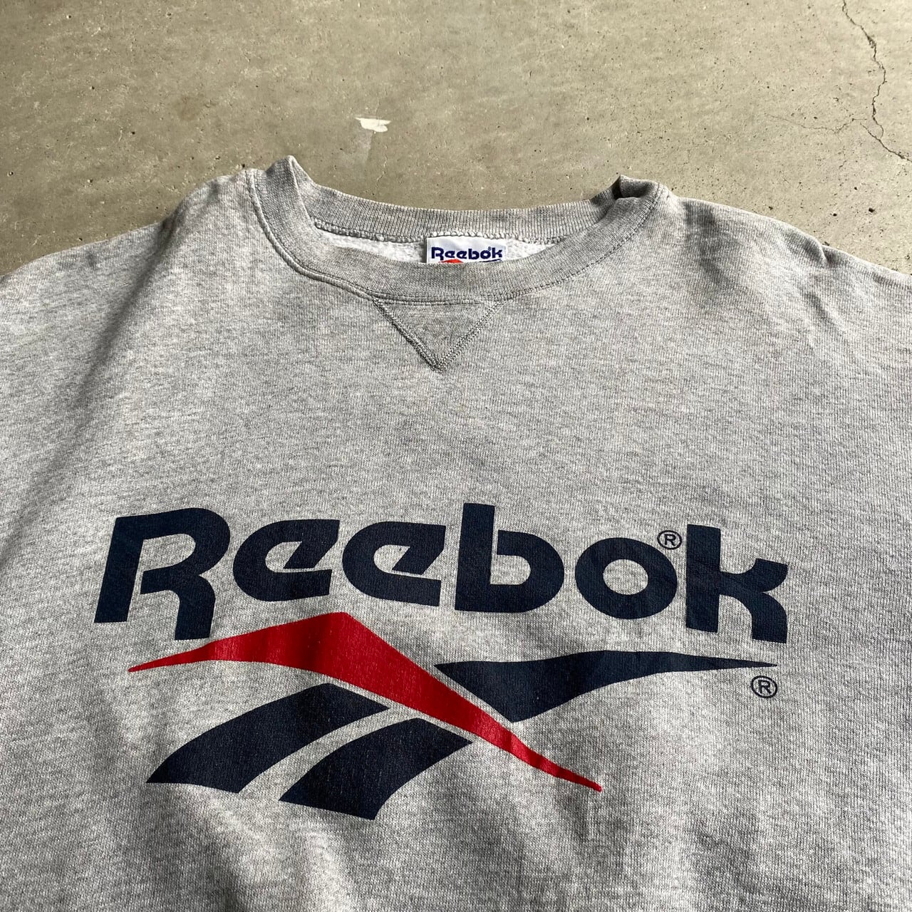 90's Reebok リーボック　ビッグロゴ刺繍　襟付き　トレーナー