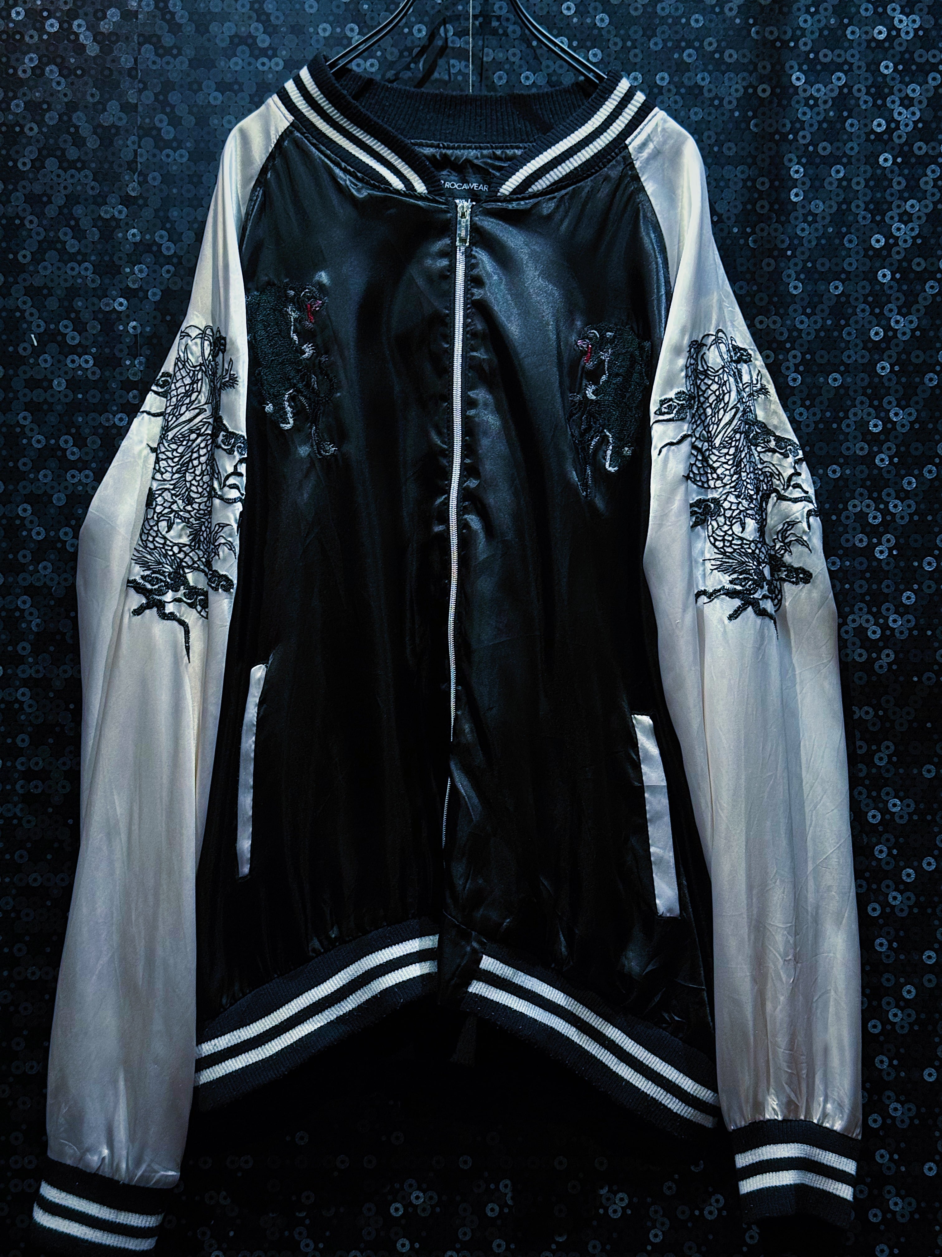【ÆIEM】"ROCAWEAR"vintage two tone color black panther detail Sukajan jacket