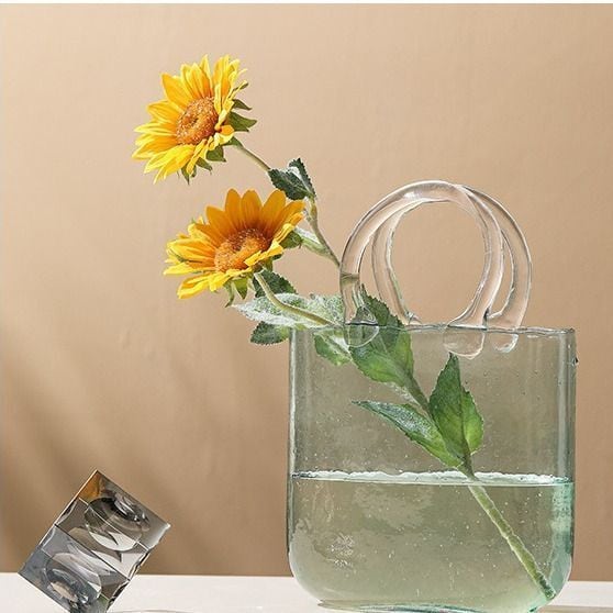 デザイン花瓶 ガラス 花瓶 フラワーベース ハンドバッグ型 花器