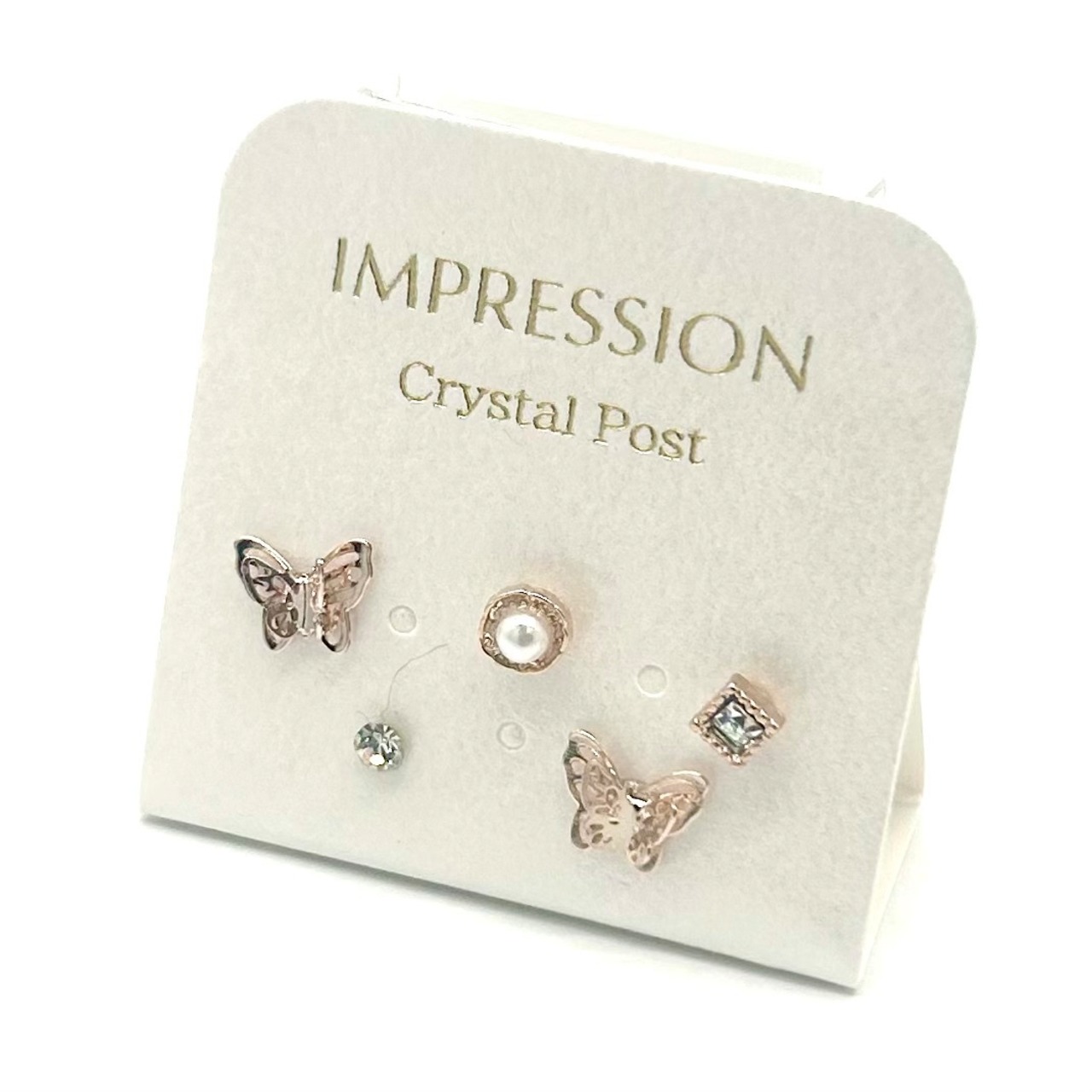 樹脂ポストピアス：フラップバタフライ　IMPRESSION