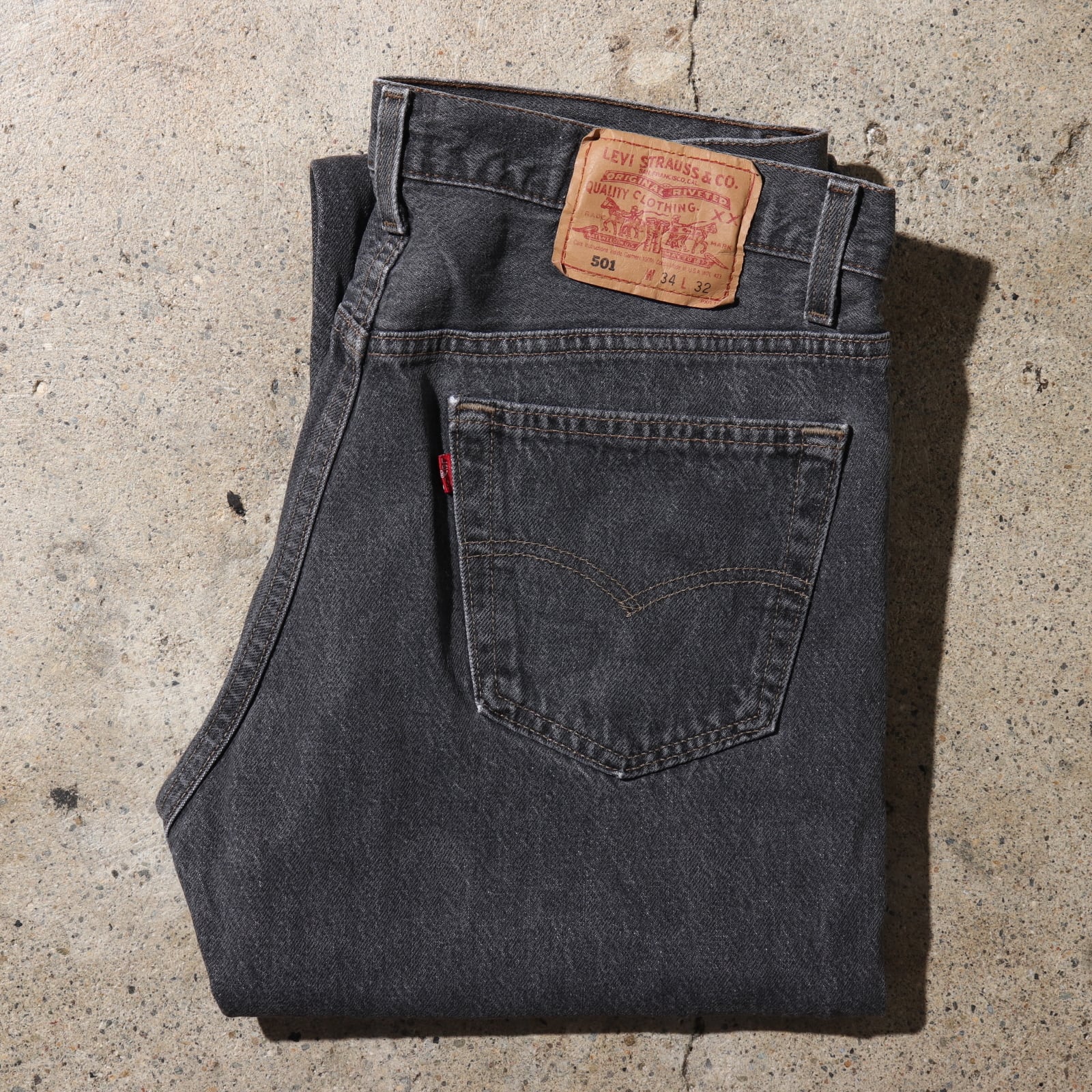 美品 34×32 Levi's 501 先染め 米国製 ブラックデニム ジーンズ 黒 ...