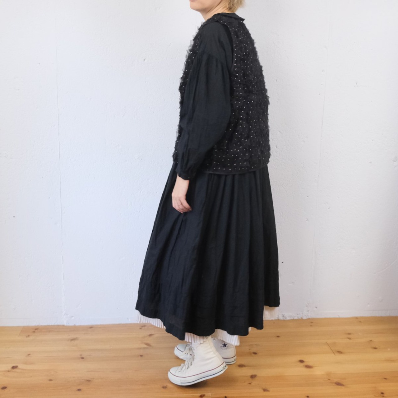 BUNON(ブノン) KhadiSilk Organdy Hydrangea Gilet シルク×オーガンジー刺繍 ベスト