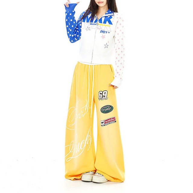 レーシングワッペンレタリングボリュームパンツ 2col   R02864