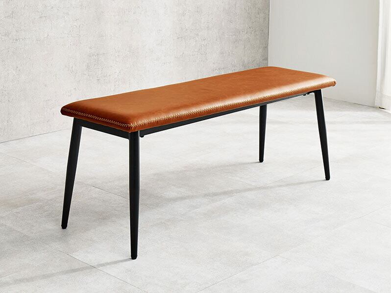 ヴィンテージ調レザーベンチ【ブラウン】 | カフェテーブル&チェア専門