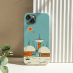 受注生産 iPhoneケース 宇宙タワーと小さな惑星基地｜レトロ宇宙 RFSP034A